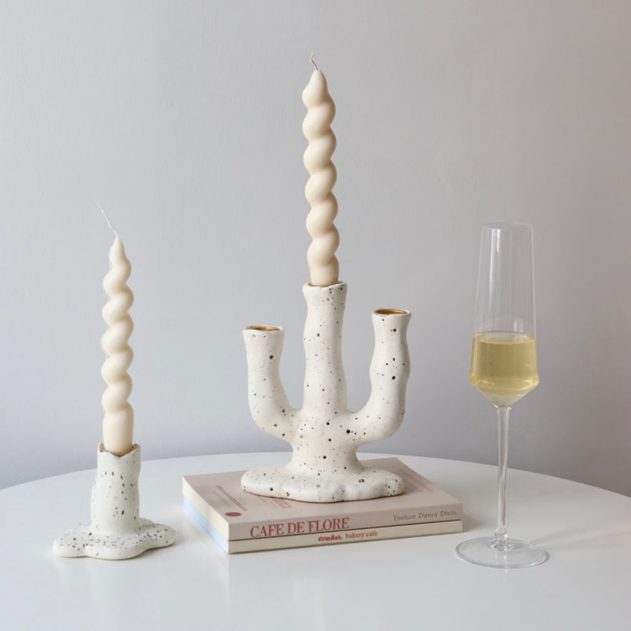 Candelabro in ceramica fatto a mano Terra